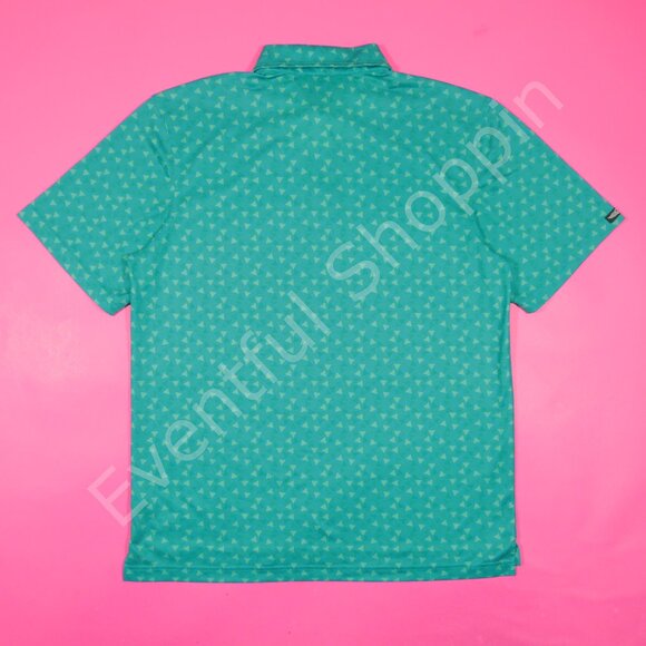 Straight Down Performance Triangle Print Golf Polo Shirt in Blue Green Size M - Picture 3 of 5